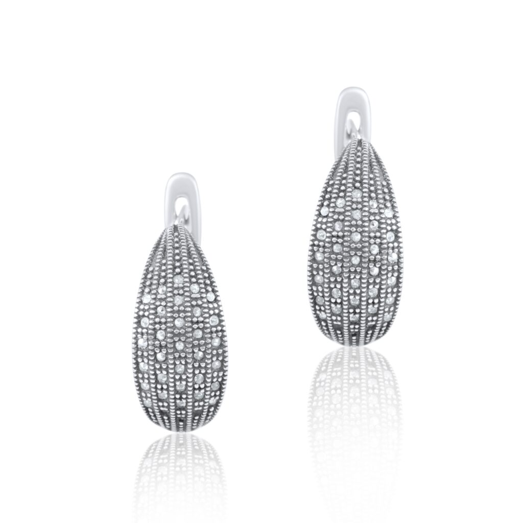 Crecent Handmade Marcasite Earrings - Pharaohs Silver