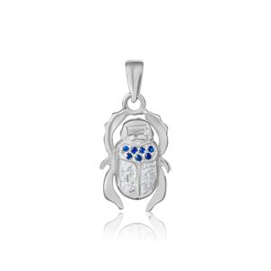 3D Gemmed Handmade Silver Scarab Pendant