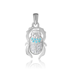 3D Gemmed Handmade Silver Scarab Pendant