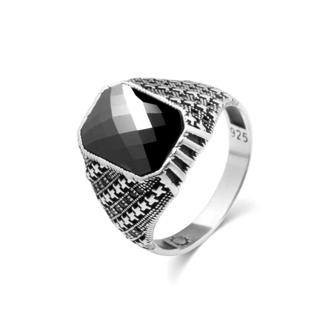 The Victor Handmade Silver Ring with Onyx