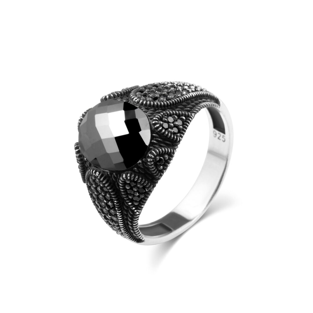 Handmade Silver Ring with Onyx