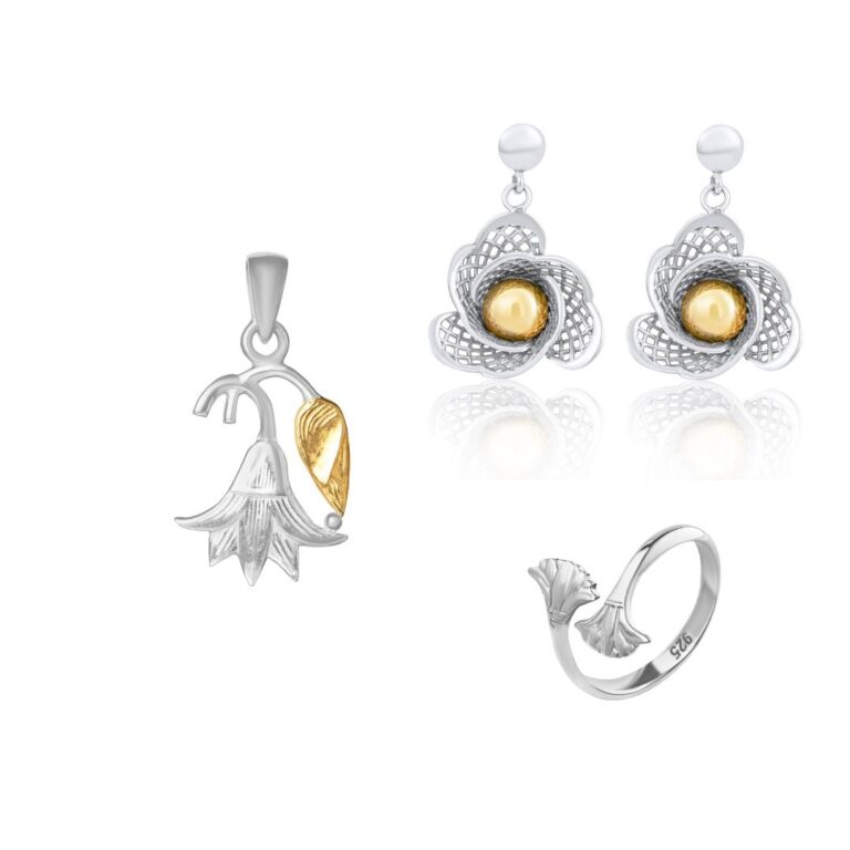 Handmade Silver Floral Flower Set